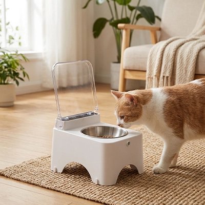 chat mange dans Gamelle automatique Chat
