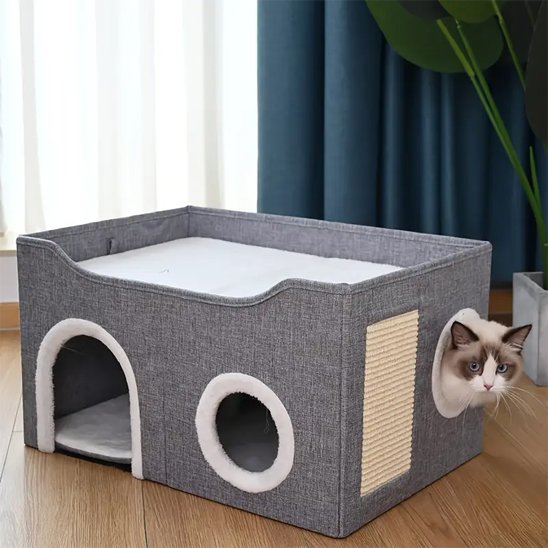 chat heureux dans Niche pour chat