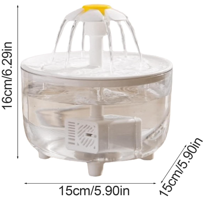 dimensions fontaine chat transparent blanc