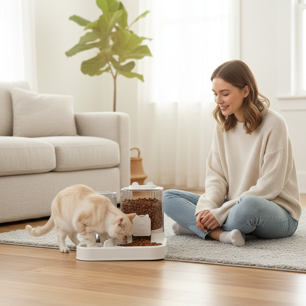 Distributeur eau croquette chat | Freshdouble MITSOU UNIVERS CHAT
