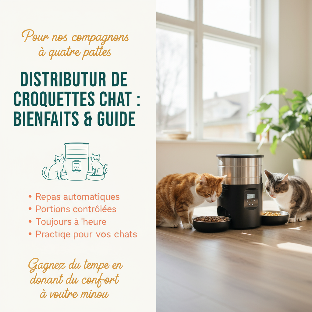 chats qui mangent dans distributeur de croquettes pour chat