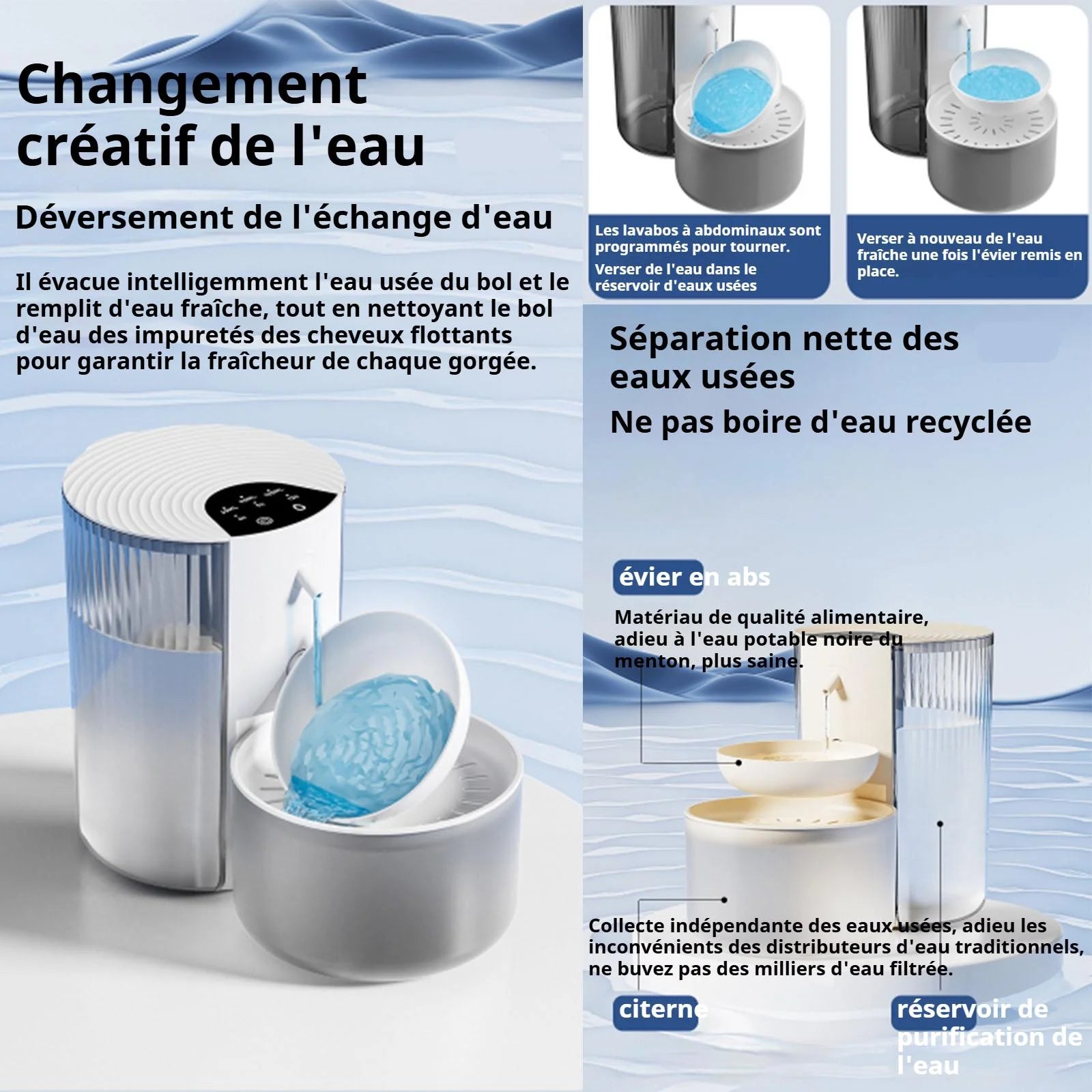 Description fontaine eau pour chat automatique