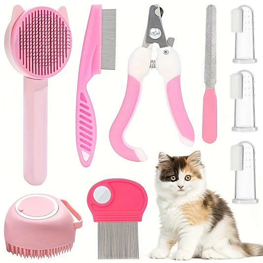 brosse pour chat kit autonettoyant rose