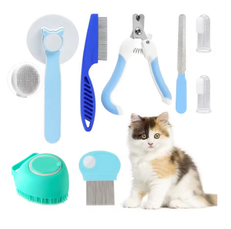 brosse pour chat kit complet bleu