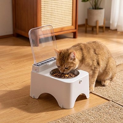 chat mange dans Gamelle automatique Chat