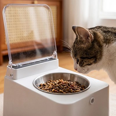 chat mange dans Gamelle automatique Chat