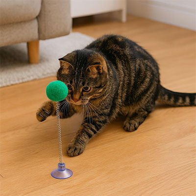 chat qui samuse avec son Jouer pour chat