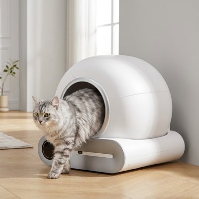 chat qui sort de son Bac a litiere