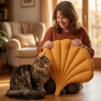 chat a coté de tapis-chat jaune