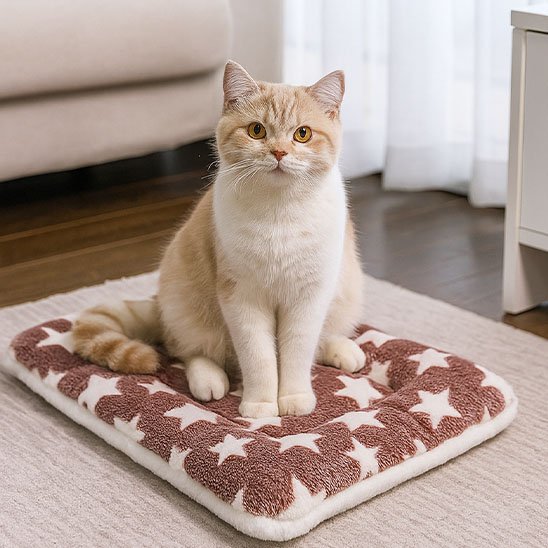 chat  blanc sur Tapis chat
