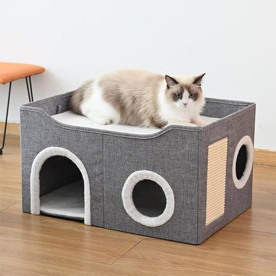 chat couche sur Niche pour chat