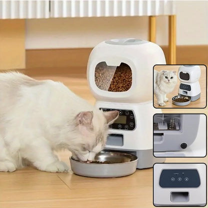 chat  mange dans Distributeur de croquettes pour chat programmable