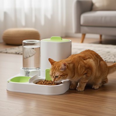 chat mange dans Distributeurs de croquettes pour Chat