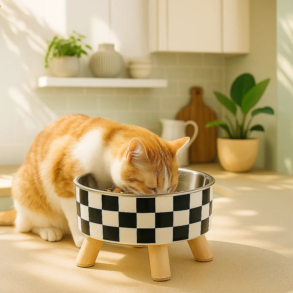 chat mange dans gamelle pour chat