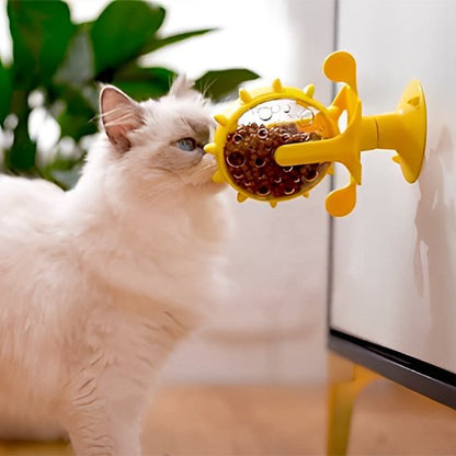 chat samuse avec distributeurs de croquettes pour chat jouet rotatif