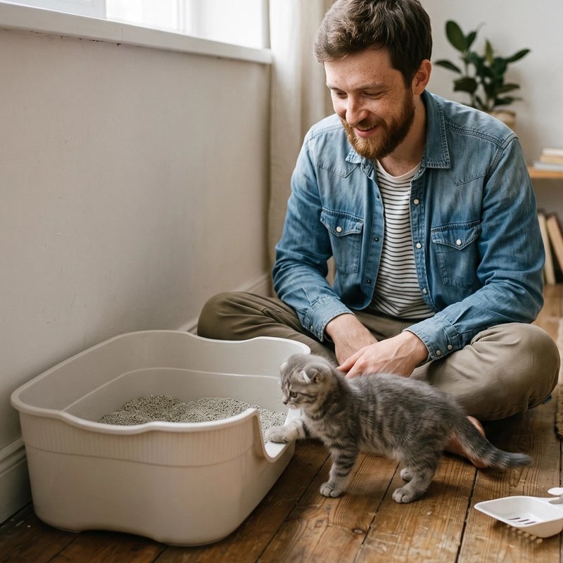 chaton allant dans Bac à litière