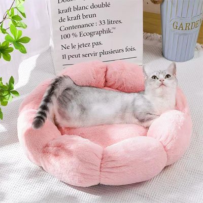 Coussin pour chat rose