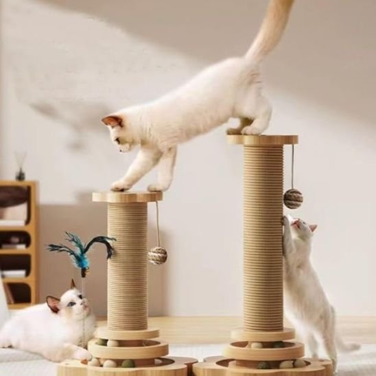 deux Chats griffent sur le Poteau Griffoire Chat