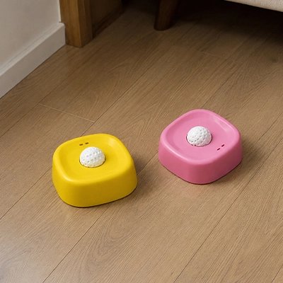 deux gamelles anti glouton Chat rose et jaune pour chat