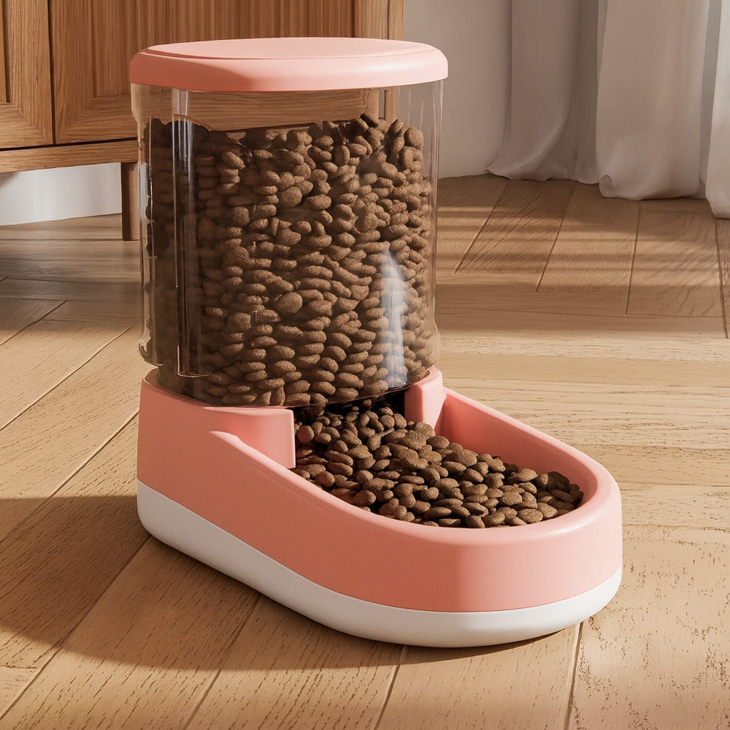 distributeur de croquettes pour chat automatique rose
