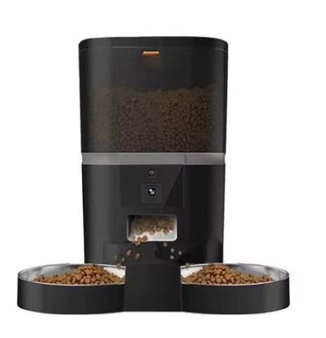 distributeur de croquettes automatiques pour chat noir