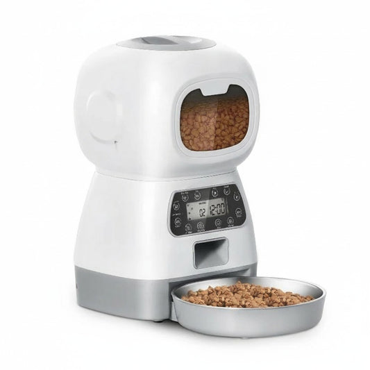 distributeur de croquettes pour chat rempli programmable