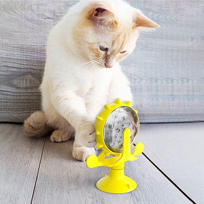 distributeurs de croquettes pour chat  rotatif jaune