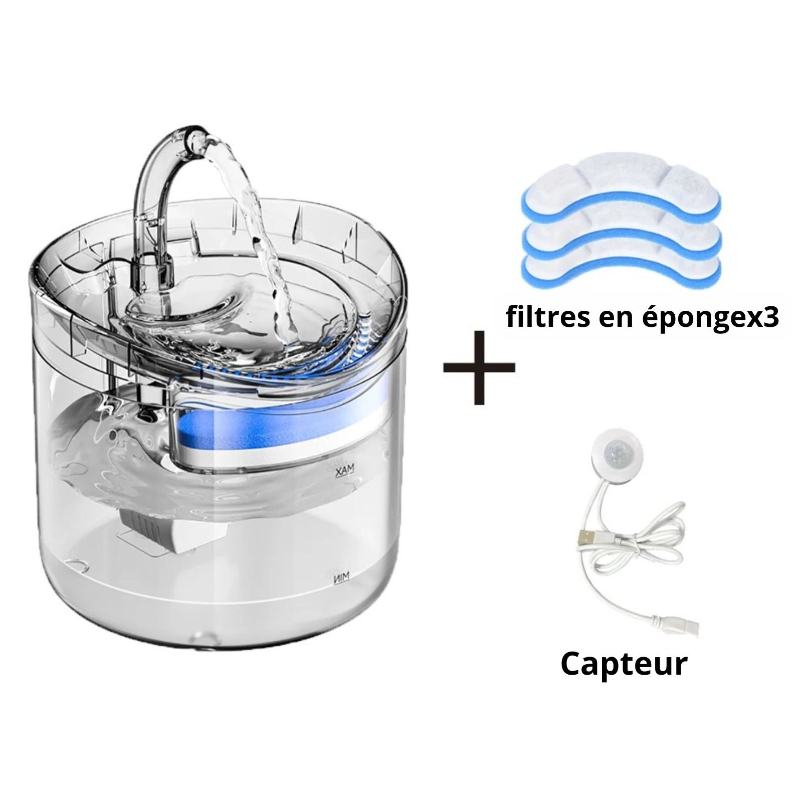 fontaine a chat transparent et filtres