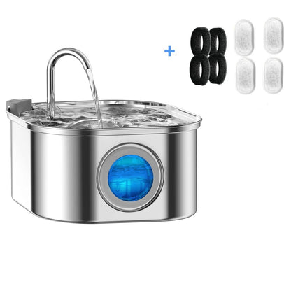 fontaine a eau pour chat acier inoxydable 8 filtres blanc et noir