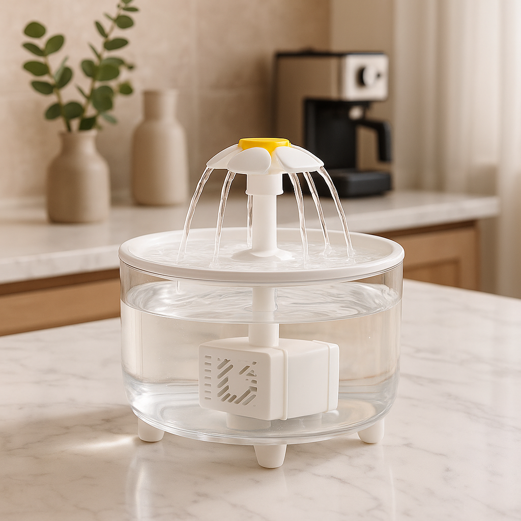 fontaine chat transparent blanche