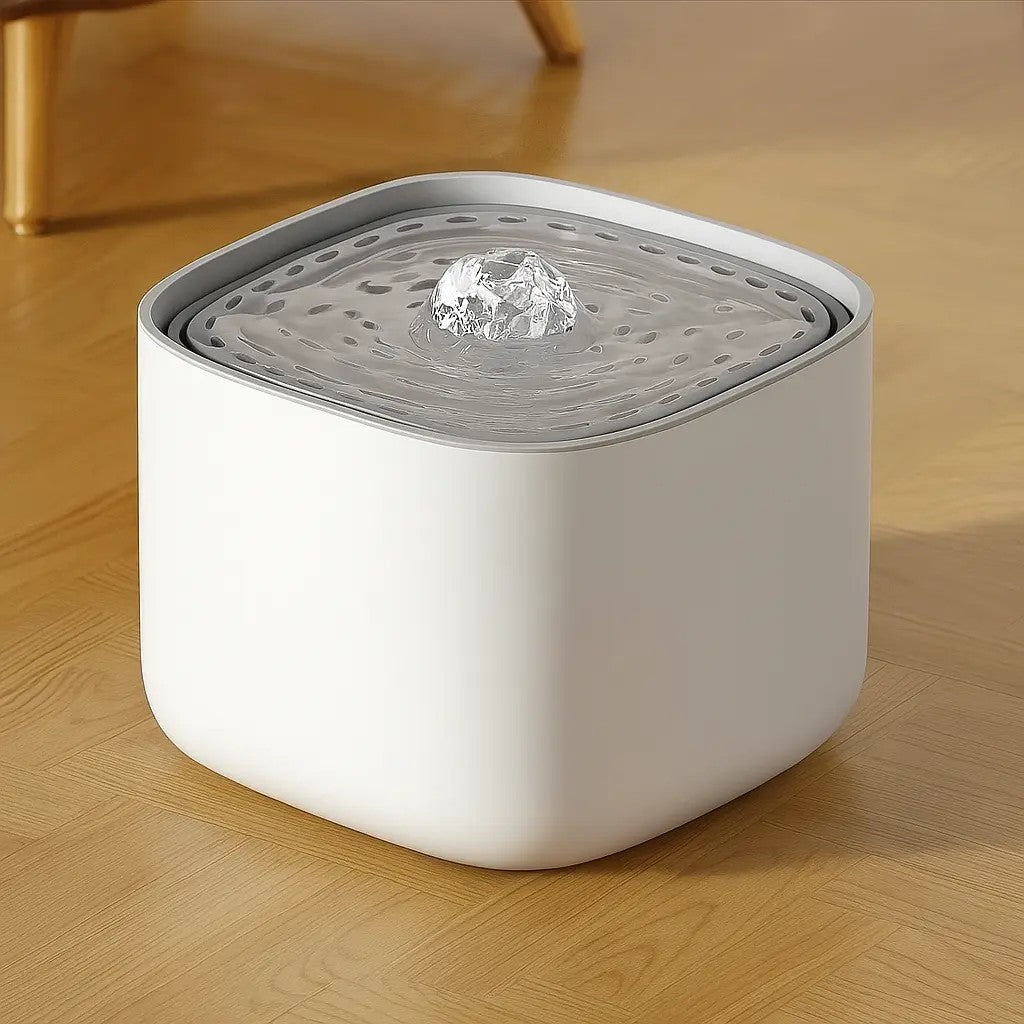 fontaine eau chat blanc