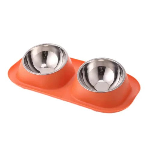 gamelle chat deux bols orange