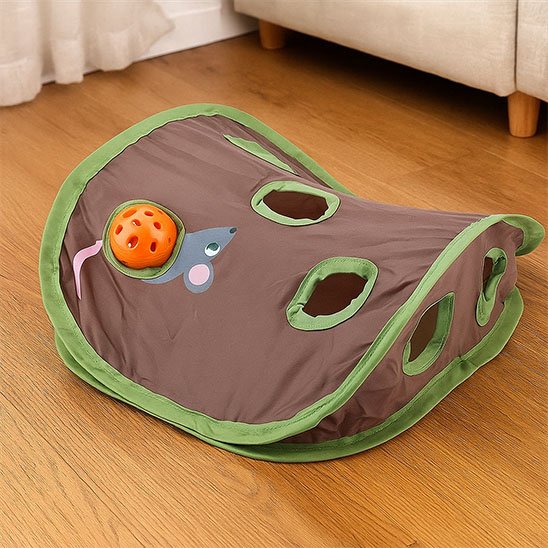 jouets pour Chat en forme de tapis de jeu avec plusiuers trous
