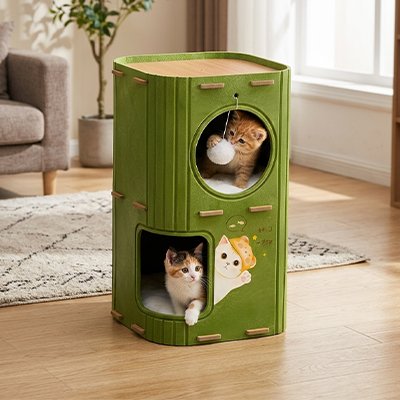 Niche pour chat vert triple