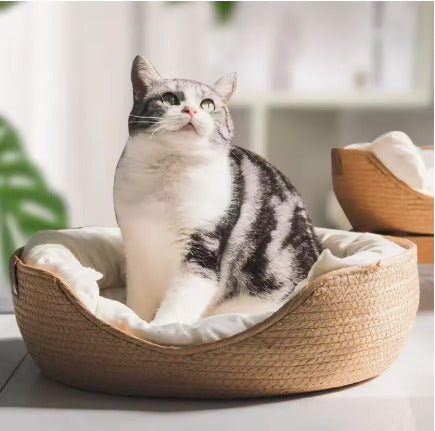 panier à chat en osier
