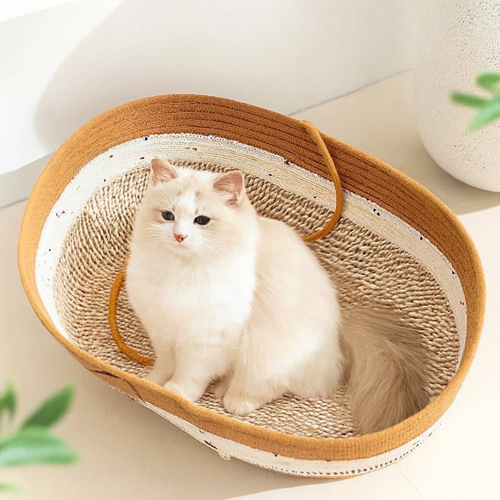 panier en osier chat