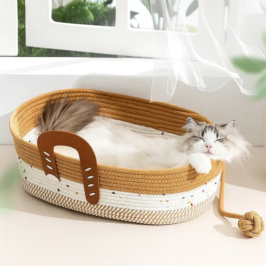 panier en osier chat