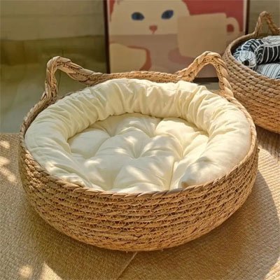 Panier osier Chat