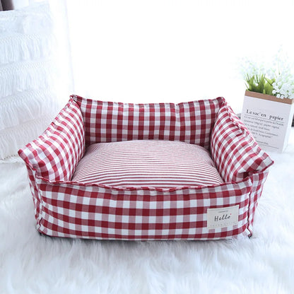 panier pour chat vichy rouge